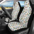 Cartoon printed car seat covers 2-piece set, breathable non-slip auto interior protectors. - Tropical Summer Graffiti Style (CZT-089)