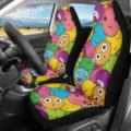 Universele autostoelhoezen voor met kleurrijke cartoon smiley print, duurzame auto accessoires. - Grappige Expressie Afdruk (CZT-100) / 2 Stuks/Verpakking