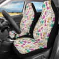 Universal 2pcs car seat covers with cute cartoon sports print, breathable anti-slip front seat protectors. - Cartoon Sports Elements Style (CZT-086)