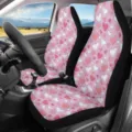 Car seat covers 2 piece set pink heart print universal breathable automotive interior accessories - Polka Dot Heart Print Style (CZT-087)