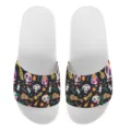 Bequeme Unisex Sommersandalen mit farbigem Totenkopf und Gitarren Muster für warme Tage. - 35 / Bunter Totenkopf Gitarren Druck (YZTW-004)