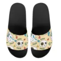 Modische lässige Flach-Sandalen für Damen und Herren mit süßem Cartoon-Totenkopf-Muster. - 35 / Beige Totenkopf-Druck (YZTB-020)