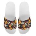 Sommer Hausschuhe für Paare mit Totenkopf Gitarren Druck, lässige flache Badeschuhe neu. - 35 / Weiße Basis Dunkle Oberfläche Tag der Toten Totenkopf Druck (YZTW-015)