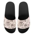 Bequeme Sommer Unisex Badelatschen mit coolem Totenkopf Blumenmuster flache Hausschuhe Neu. - 35 / Zuckerschädel Blumendruck (YZTB-002)