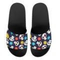 Freizeitschuhe bedruckte Badeschuhe mit buntem Totenkopf Blumen Muster, schwarze Variante. - 35 / YZTB-014 Schwarze Basis Totenkopf Floral Druck
