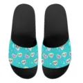 Bequeme Unisex Sommersandalen Pantoletten mit buntem Totenkopfmuster Freizeitschuhe flach. - 35 / Cyanfarbener Zucker-Totenkopf Druck (YZTB-005)