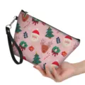 Borsa cosmetica rosa di Natale con simpatico motivo di Babbo Natale renna per le donne - Motivo Babbo Natale Rosa (hzb-058) / 21.5*14.5*6.5cm