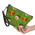 Weihnachtsthema Clutch Handtasche, süße Schneemann Kosmetiktasche für Damen mit Handschlaufe. - Grünes Schneemann Muster (hzb-061) / 21.5*14.5*6.5cm