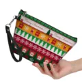 Festliche Weihnachtsmotiv Clutch Reißverschluss Make-up Tasche Damen Handtasche Beutel - Mehrfarbige Streifen Und Geschenkbox Stil (hzb-045) / 21.5*14.5*6.5cm