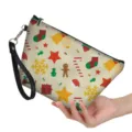Weihnachten Kosmetiktasche Reißverschluss Clutch Reise tragbare Aufbewahrung Tasche Damen - Weihnachten Lebkuchenmann Und Süßigkeiten Stil (hzb-046) / 21.5*14.5*6.5cm