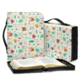 Mehrfunktionales Bibel-Taschen-Buchcover mit Cartoon-Muster und praktischem Tragegriff. - SJB-021 / M