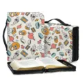 PU Leder Buchhülle tragbare Aufbewahrungstasche mit Retro-Druckdesign für den Alltag - M / Retro-Graffiti-Druck