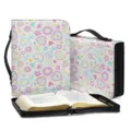 Rosa Herzmuster PU Leder Bibel Tasche mit Griff und Reissverschluss fuer Bucher Alltag - M / Süßer Graffiti-Stil (SJB-037)