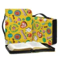 Wasserdichte Bibel Tasche mit Griff große Kapazität Buchhülle für Kirche und Studium - M / SJB-013 (Gelb Cartoon Graffiti)