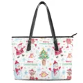 Weihnachten Aquarell Shopper Tasche für Damen, süßer Weihnachtsmann Print Umhängetasche. - Weißer Aquarell Weihnachtsmann Stil (STB2-54) / H27xL38xW13cm