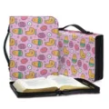 Rosa süßes Küken Muster PU Leder Bibel Tasche mit Griff und Reißverschluss für den Alltag. - M / Osterküken-Stil (SJB-040)