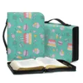 Sac de Bible en cuir PU vert menthe mignon avec motif dessert et poignée de transport. - Motif de Dessert Vert Menthe (sjb-009) / M