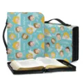 Sac de couverture de Bible en cuir PU portable avec motif de dessin anime et fermeture. - Motif de Figure de Dessin Animé Bleu (sjb-010)