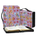Bunte Cartoon Fastfood Muster Bibel Tasche wasserdichte Buchhülle mit Griff Reißverschluss - SJB-015 (Violett Fast Food Cartoon)