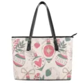 Christmas festive print women tote bag stylish leather handle large capacity shoulder handbag - Light Christmas Baubles Style (STB2-47) / M