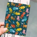 Cute cartoon cat PU leather passport cover travel document organizer card holder for women - Normal Specification / Dark Blue (Cat Print)