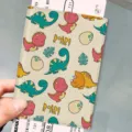 Cute cartoon dinosaur PU leather passport holder travel document organizer card wallet - Normal Specification / Gray Blue (Dinosaur Print)