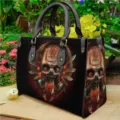 Modische Damen PU Leder Shopper Handtasche mit coolem mechanischen Totenkopf Print Ansicht. - Mecha Totenkopf Handtasche (0035)