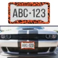 Portatarga per auto con stampa leopardata arancione stile americano telaio targa personalizzato - Stile Leopardo Arancione Brillante (CJ0009)