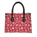 Bolso de mano rojo de Navidad para mujer bandolera elegante estampado festivo bolso shopper - Estilo Estampado de Árbol de Navidad (STB-041) / Rojo