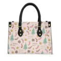 Bolso de mano para mujer con estampado de árbol de Navidad bolso de hombro festivo rosa - Estilo Estampado de Piña Navideña (STB-042) / Rosa