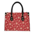 Borsa a mano con stampa fiocco di neve di Natale borsa a spalla rossa vista frontale - Stile con Stampa Fiocco di Neve (STB-043)