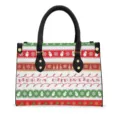Sac à main cabas en cuir PU de Noël avec motif festif de bonhomme de neige et de sapin. - 29*20*11 cm / Imprimé Bonhomme de Neige (STB-009)