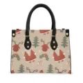Borsa a mano stampa natalizia donna borsa a tracolla moda festiva pelle PU tote - Stile con Stampa Babbo Natale (STB-044)