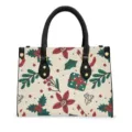 Borsa a mano stampata di Natale in pelle PU borsa a tracolla da donna stile festivo - Stile con Stampa Foglia di Agrifoglio (STB-045)
