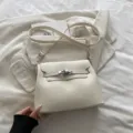 Blanc texturé femmes sac bandoulière chic cuir PU poignée supérieure sac à main mode - Blanc