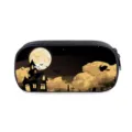 Halloween Etui mit gruseligem Haus und Vollmond Motiv, grosse Kapazitaet Federmaeppchen Tasche - Halloween-2