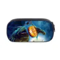Detail view of Halloween pumpkin print pencil case, water-resistant fabric, large storage. - Halloween-12