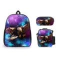 Juego de mochila escolar de 3 piezas con estampado de galaxia de águila cósmica, gran bolso. - Animales del cielo estrellado-06