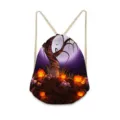 Halloween print polyester trekkoord rugzak voor buiten reizen en dagelijks gebruik. - Halloween-03