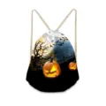 Halloween griezelige pompoen print polyester trekkoord rugzak outdoor opbergtas handig - Halloween-08