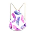 Rugzak met trekkoord aquarel veren print, casual sportgymtas, lichtgewicht draagbare dagelijkse tas - Bloemen & planten-10