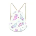 Aquarel veer print dubbele trekkoords rugzak casual stoffen opbergtas sporttas - Bloemen & planten-07