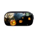 Halloween pencil case, waterproof stationery bag with spooky pumpkin print, large capacity. - Halloween-9