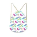 Kleurrijke veertje print trekkoord rugzak, casual sport gym tas voor dagelijks buitengebruik. - Bloemen & planten-12