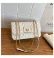 White Quilted Chain Crossbody Bag Luxury Designer Style Elegant Women Shoulder Bag - White
