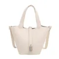 Sac a main femme seau en cuir PU elegante avec cadenas design cabas tendance pour tous les jours - Blanc