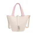 Élégant sac à main femme seau élégant poignée rose sac cabas décontracté été petit sac bandoulière - Blanc Et Rose