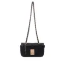 Schwarze gesteppte Ketten-Umhängetasche für Damen, elegante Crossbody Tasche mit Metallverschluss. - Schwarz