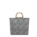 Hermoso bolso de mano gris grande con estampado cachemir y asa de bambu casual - Gris