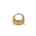Stunning gold metallic ring handle evening bag mini glitter shoulder chain clutch bag style - Gold
